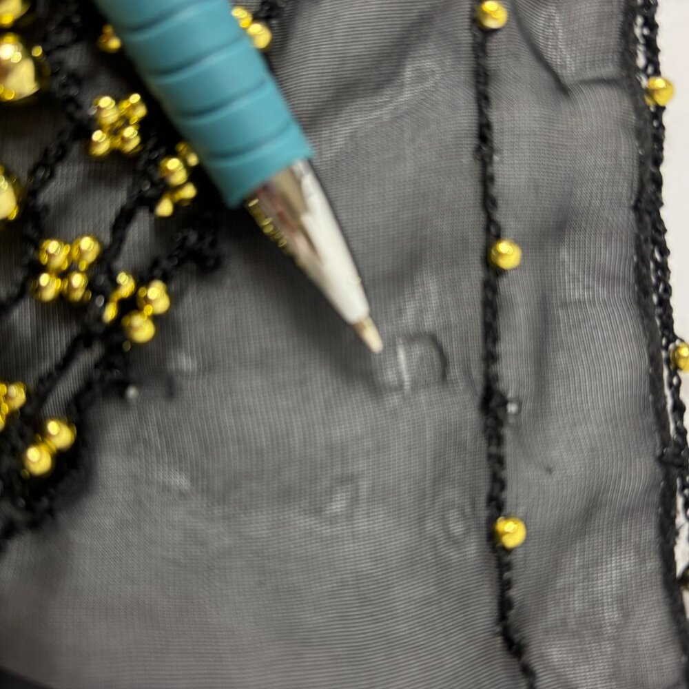 Black Belly Dance Hip Scarf with Three rows of Gold Coins - Picture 9 of 10